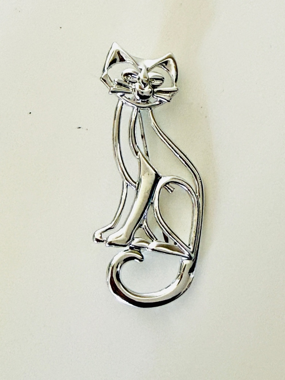 Danecraft Vintage Cat Brooch Silver Tone Cat Pin